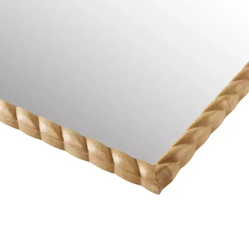 Miroir décoratif mural en arc de 24 x 36 avec cadre élégamment tressé en hévéa, accent moderne pour chambre à coucher, salle de bain, salon-Panipeachy