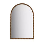 Miroir décoratif mural en arc de 24 x 36 avec cadre élégamment tressé en hévéa, accent moderne pour chambre à coucher, salle de bain, salon-Panipeachy