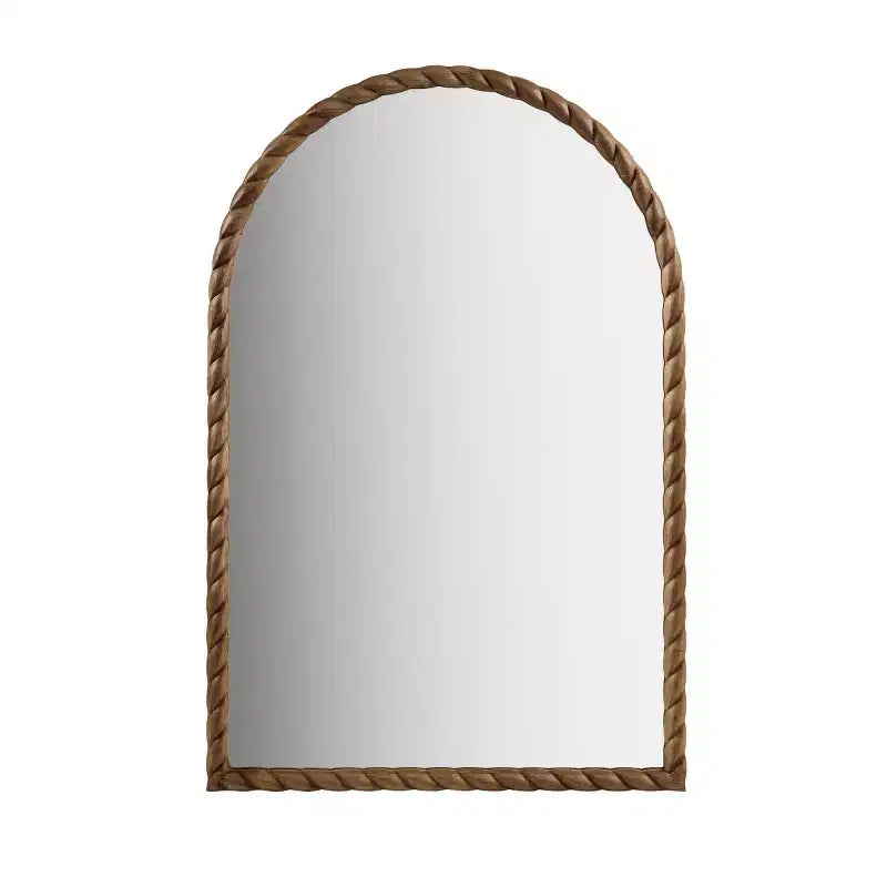 Miroir décoratif mural en arc de 24 x 36 avec cadre élégamment tressé en hévéa, accent moderne pour chambre à coucher, salle de bain, salon-Panipeachy