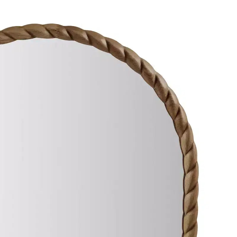 Miroir décoratif mural en arc de 24 x 36 avec cadre élégamment tressé en hévéa, accent moderne pour chambre à coucher, salle de bain, salon-Panipeachy