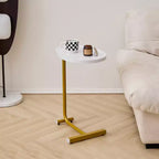 White C-Shaped Side Table, Slim Sofa End Table for Couch and Bedroom