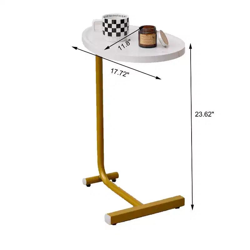 Table d'appoint en C blanche, Table de bout de canapé étroite pour canapé et chambre à coucher