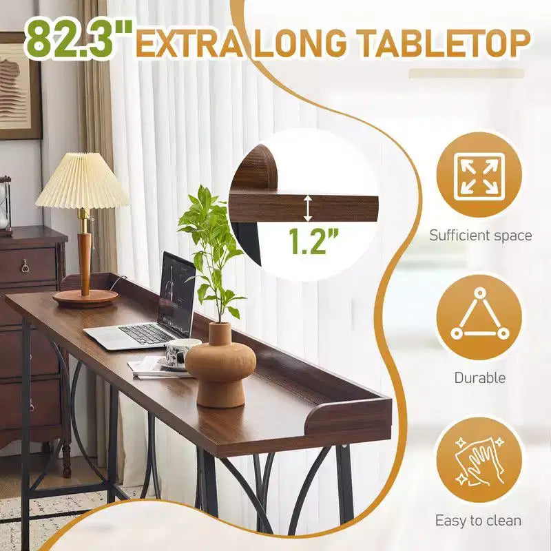 Table de bar moderne haute de 208,94 cm pour bar, coin café, cuisine, salle à manger et console, couleur marron