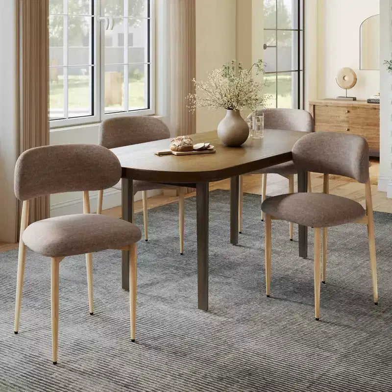 GDFStudio Adanna Modern Metal Upholstered Dining Chairs with Curved Backrest (Set of 4)