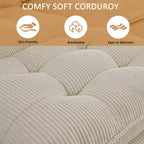 GDFStudio Ara Canapé d'angle moderne en velours côtelé en forme de U avec pouf, port USB et porte-gobelet