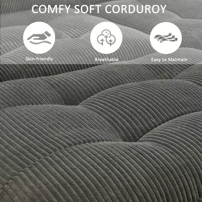 GDFStudio Ara Canapé d'angle moderne en velours côtelé en forme de U avec pouf, port USB et porte-gobelet