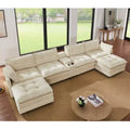 GDFStudio Ara Modern 154 U-Shaped Wooden Corduroy Upholstered Sectional Sofa with Ottoman, USB and Cup Holder