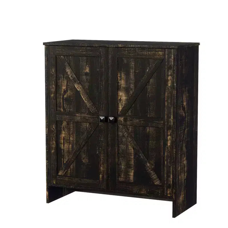 Karl Home Meuble à chaussures 2 portes coulissantes Poignée carrée noire Chêne noir 31,6 pouces