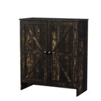 Karl Home Meuble à chaussures 2 portes coulissantes Poignée carrée noire Chêne noir 31,6 pouces