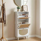 Karl Home Rattan Panel 3 Flip-Drawer Shoe Cabinet 21.26 W