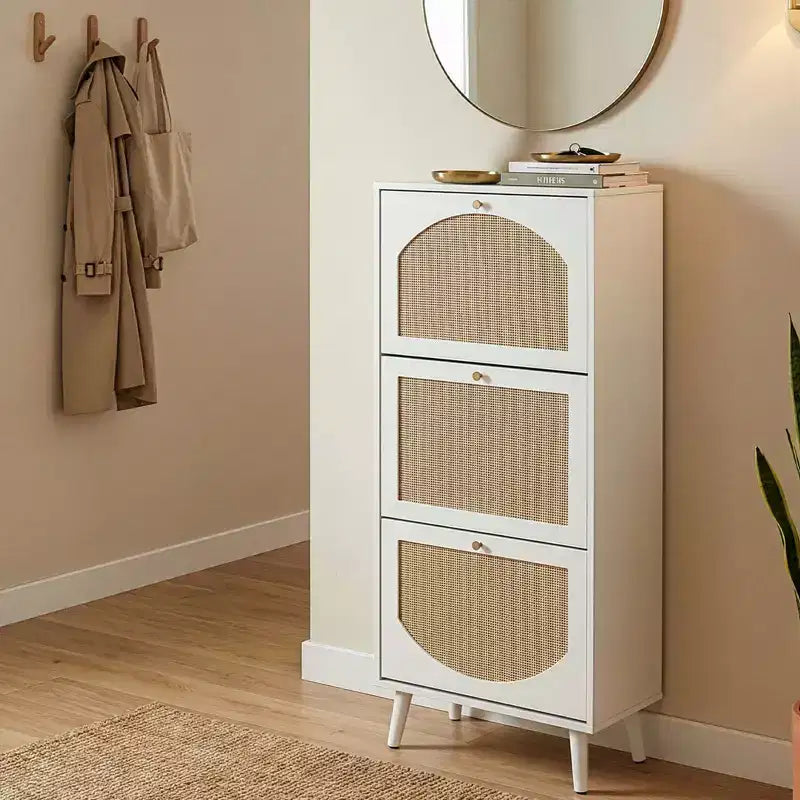 Meuble à chaussures Karl Home en rotin avec 3 tiroirs abattants 21,26 L