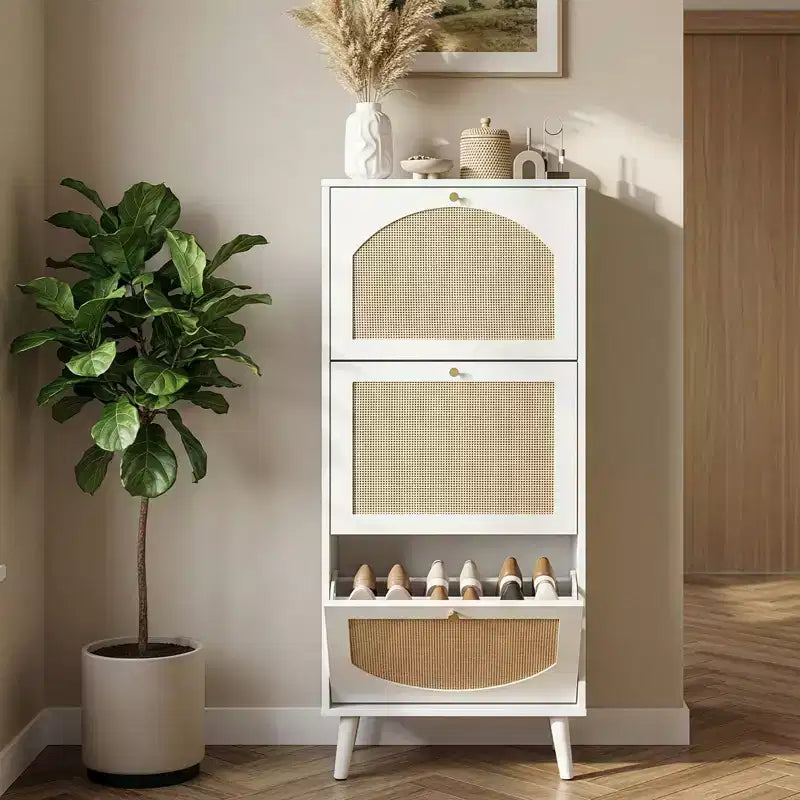 Meuble à chaussures Karl Home en rotin avec 3 tiroirs abattants 21,26 L