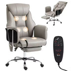 Fauteuil de bureau massant avec 6 points de vibration, fauteuil inclinable surrembourré à dossier haut, en cuir PU, hauteur réglable, roulettes pivotantes