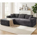Celebalcony Canapé modulaire sans os 103, chaise longue en forme de L avec 2 porte-gobelets, canapés nuages moelleux en velours côtelé pour salon, aucun assemblage requis