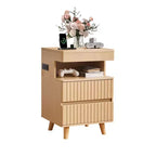 Table de Chevet Moderne avec 2 Tiroirs et Rangement Sécurisé, Charge USB, pour Chambre à Coucher et Salon