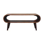 Table basse en bois massif style nordique Amaya, rangement ouvert, marron