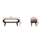 Table basse en bois massif style nordique Amaya, rangement ouvert, marron