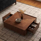 Table basse carrée en bois GDFStudio Ravelle de 89 cm avec 2 tiroirs