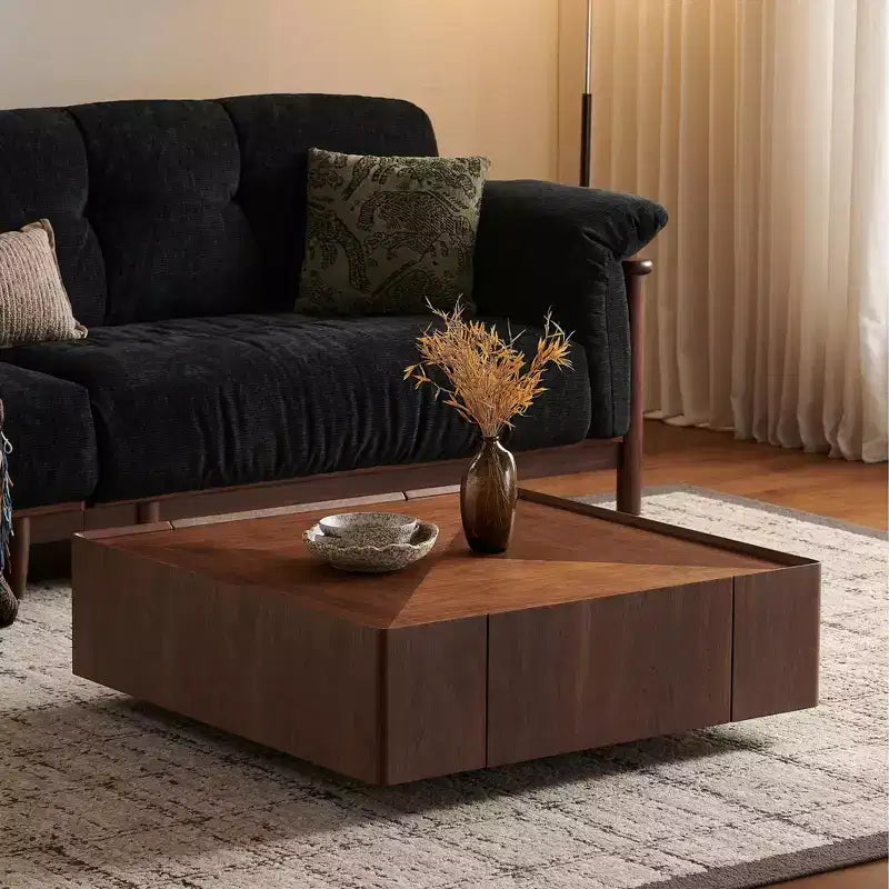 Table basse carrée en bois GDFStudio Ravelle de 89 cm avec 2 tiroirs