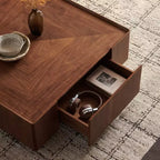 Table basse carrée en bois GDFStudio Ravelle de 89 cm avec 2 tiroirs
