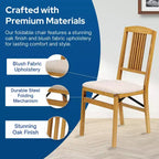 Lot de 2 chaises pliantes MECO Stakmore, assise rembourrée en tissu Blush, bois de chêne