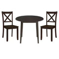 ROME + OAK Drop Leaf Table with Set of 2 X-Back Chairs, Wooden Dining Set, Brown