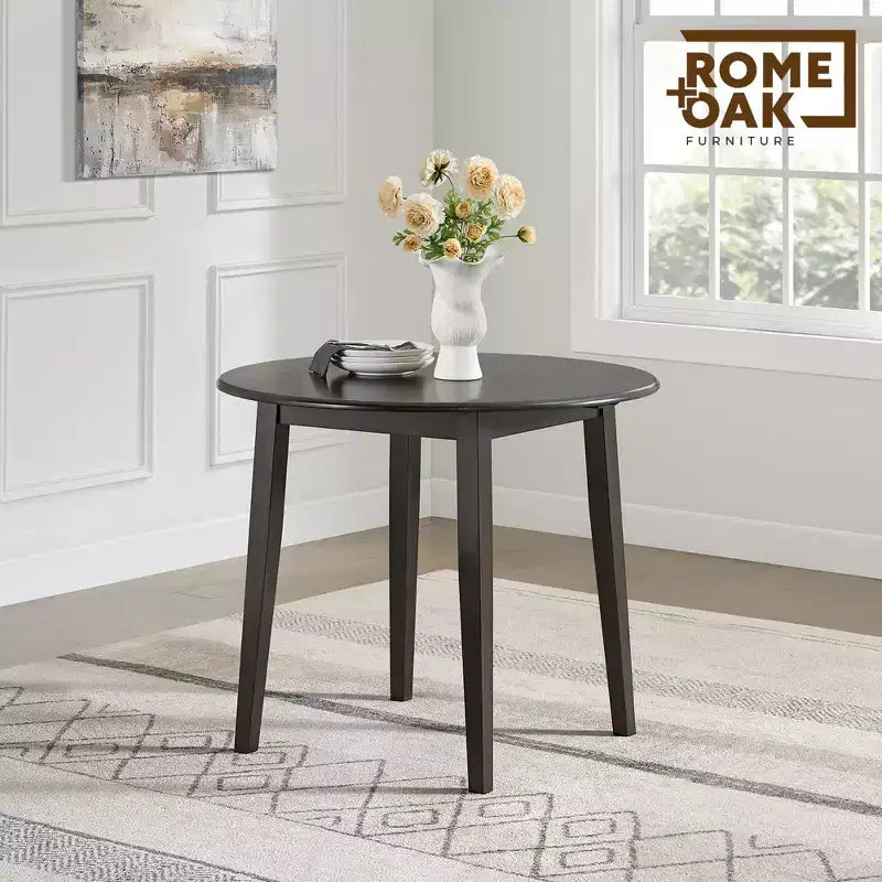 ROME + OAK Table à abattants avec 2 Chaises à dossier en X, Ensemble de salle à manger en bois, Marron