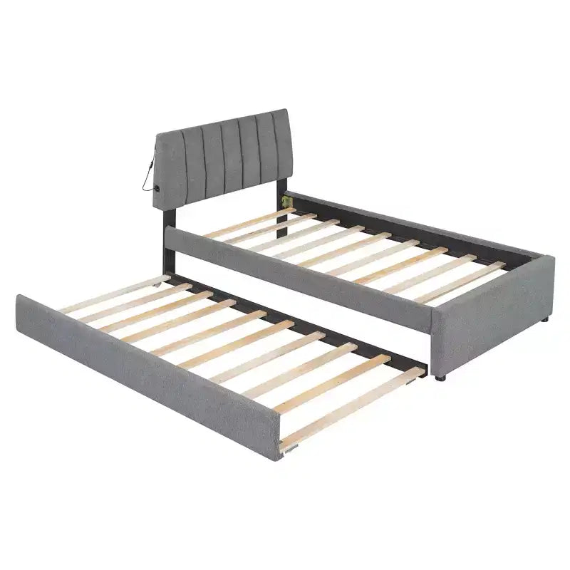 MAYEERTY Cadre de lit robuste en MDF et panneaux de particules avec espace de couchage supplémentaire et assemblage facile