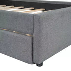 MAYEERTY Cadre de lit robuste en MDF et panneaux de particules avec espace de couchage supplémentaire et assemblage facile