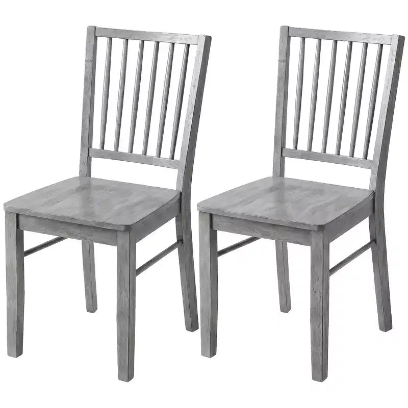 HOMCOM Lot de 2 chaises de salle à manger ergonomiques en bois massif, chaises de cuisine sans accoudoirs avec pieds en bois d'hévéa