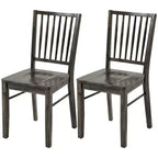 HOMCOM Lot de 2 chaises de salle à manger ergonomiques en bois massif, chaises de cuisine sans accoudoirs avec pieds en bois d'hévéa