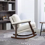 GDFStudio Ellowyn, fauteuil à bascule d'appoint en bois et tissu, style moderne du milieu du siècle