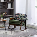 GDFStudio Ellowyn, fauteuil à bascule d'appoint en bois et tissu, style moderne du milieu du siècle