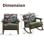 GDFStudio Ellowyn, fauteuil à bascule d'appoint en bois et tissu, style moderne du milieu du siècle
