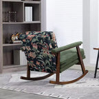 GDFStudio Ellowyn, fauteuil à bascule d'appoint en bois et tissu, style moderne du milieu du siècle