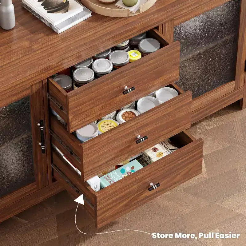 54 Buffet, Meuble de Rangement Autonome pour Cuisine, Salle à Manger et Salon, Finition Rustique