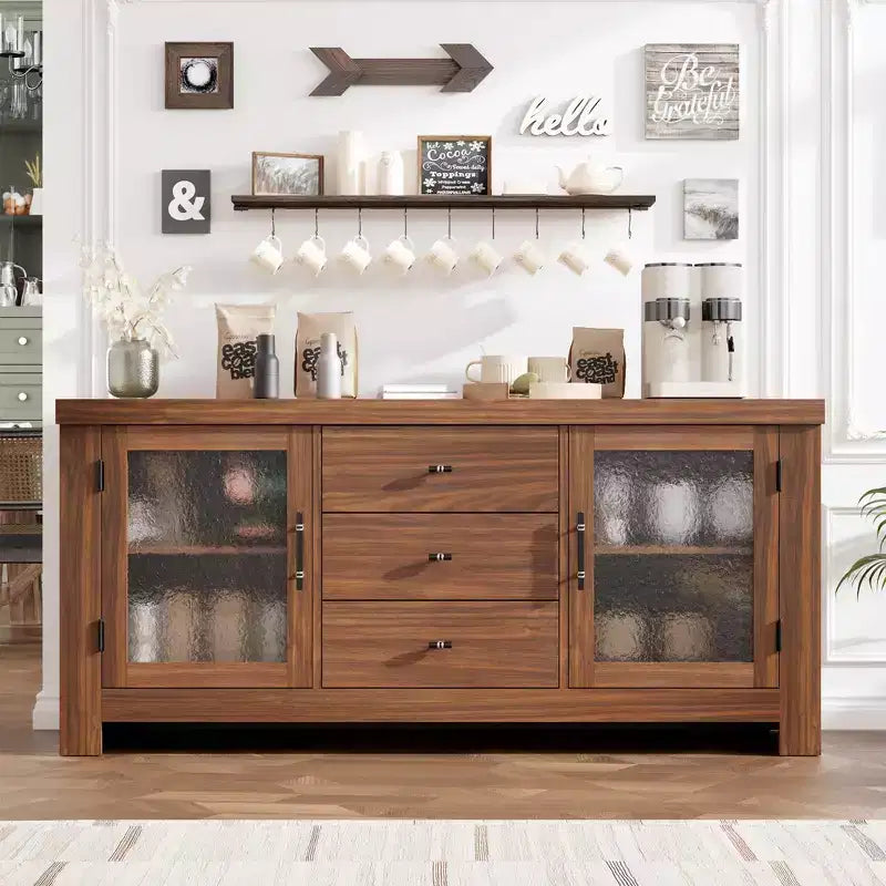 54 Buffet, Meuble de Rangement Autonome pour Cuisine, Salle à Manger et Salon, Finition Rustique