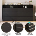 Commode 6 tiroirs Dyonery avec LED pour chambre, organisateur de rangement en bois de 120 cm avec station de charge, commodes avec étagères ouvertes, chiffonnier