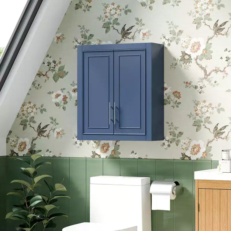Meuble de Rangement Mural de Salle de Bain Double Porte au-dessus des Toilettes avec Étagères Réglables Organisateur Mural pour Salle de Bain, Cuisine, Buanderie, Chambre