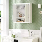 Meuble de Rangement Mural de Salle de Bain Double Porte au-dessus des Toilettes avec Étagères Réglables Organisateur Mural pour Salle de Bain, Cuisine, Buanderie, Chambre
