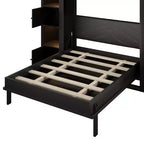 Lit escamotable moderne Luxystar Queen avec 10 étagères de rangement et tête de lit rembourrée, noir