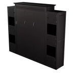 Lit escamotable moderne Luxystar Queen avec 10 étagères de rangement et tête de lit rembourrée, noir