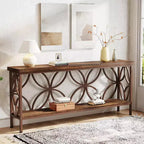 Table de canapé étroite Lantine de 70,9 pouces, console industrielle à 2 niveaux derrière le canapé, longues tables d'entrée avec rangement pour le foyer, le couloir, marron brillant
