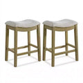 ROME + OAK Parker Backless Saddle Counter Stool, Natural, Cream Upholstery, 2 Pack