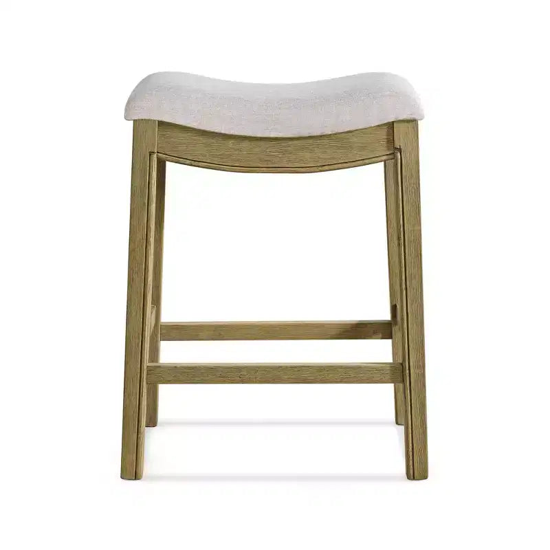 Tabouret de comptoir sans dossier ROME + OAK Parker, naturel, revêtement crème, paquet de 2