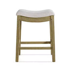 Tabouret de comptoir sans dossier ROME + OAK Parker, naturel, revêtement crème, paquet de 2