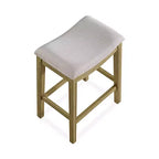 Tabouret de comptoir sans dossier ROME + OAK Parker, naturel, revêtement crème, paquet de 2