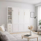 Lit escamotable moderne en bois Heloise GDFStudio avec armoires latérales