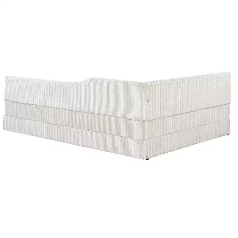 Lit de repos en velours côtelé en forme de L Luxystar Modern de taille normale pour salon ou chambre d'amis