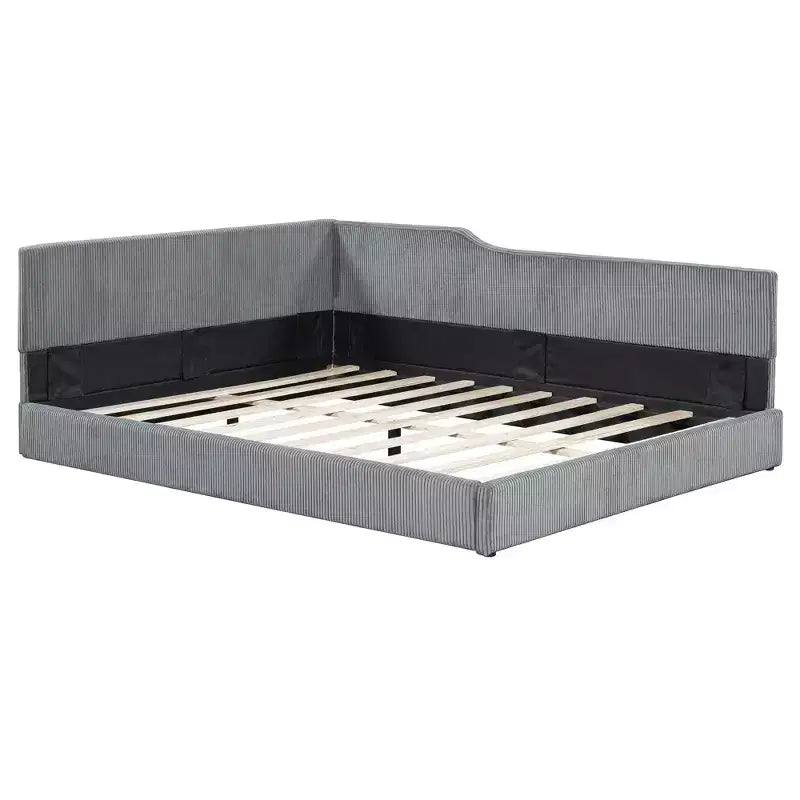 Lit de repos en velours côtelé en forme de L Luxystar Modern de taille normale pour salon ou chambre d'amis